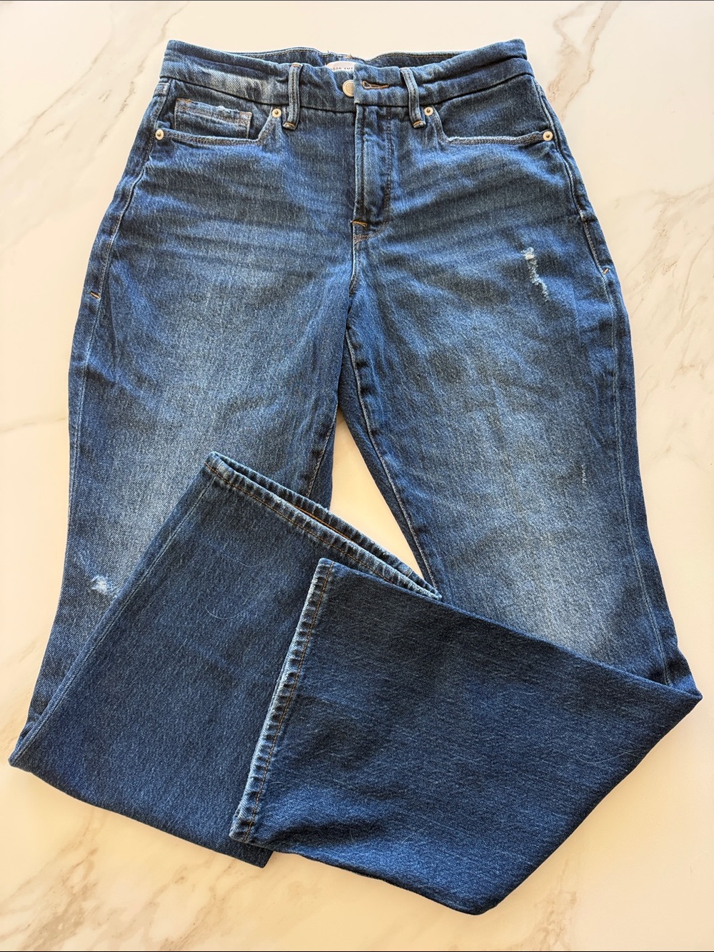 Good American Medium Blue Straight-Leg Jeans